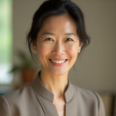 Professional headshot of Sato Yumi, a warm and engaging woman in her 40s.